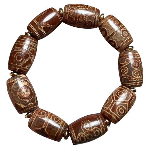 YHDONE Tibetisches Dzi-Armband aus natürlichem Achat, öliger Zellstoff, ein bis neun Augen, Dzi-Perlenschnur-Armband (mit Zertifikat) für Männer und Frauen, Jade-Armbänder für Herren, middle, Achat, von YHDONE