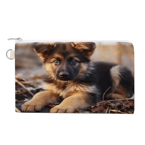 Münzgeldbörse mit Reißverschluss, Motiv: Deutscher Schäferhund, kleine Kosmetiktasche, tragbare Kleingeldbörse, Zubehör-Organizer, Stil, Einheitsgröße, modern, Stil:, Einheitsgröße, Modern von YHEGBFD