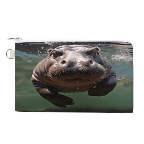 Münzgeldbörse mit Reißverschluss, Motiv: Nilpferd, kleine Kosmetiktasche, tragbare Kleingeldbörse, Zubehör-Organizer, Stil, Einheitsgröße, modern, Stil:, Einheitsgröße, Modern von YHEGBFD