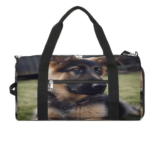 Turnbeutel Deutscher Schäferhund Welpe Turnbeutel für Damen Herren Rucksack Turnbeutel mit Schuhfach Wiederverwendbar Turnbeutel Mini Turnbeutel Deutscher Schäferhund Welpe Einheitsgröße, Deutscher von YHEGBFD
