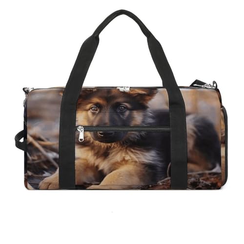 Turnbeutel Deutscher Schäferhund Welpe Turnbeutel für Damen Herren Rucksack Turnbeutel mit Schuhfach Wiederverwendbar Turnbeutel Mini Turnbeutel Deutscher Schäferhund Welpe Einheitsgröße, Deutscher von YHEGBFD