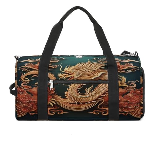 Turnbeutel Drache Chinesischer Hintergrund Turnbeutel für Damen Herren Rucksack Turnbeutel mit Schuhfach Wiederverwendbar Turnbeutel Mini Turnbeutel Drache Chinesischer Hintergrund Einheitsgröße, von YHEGBFD