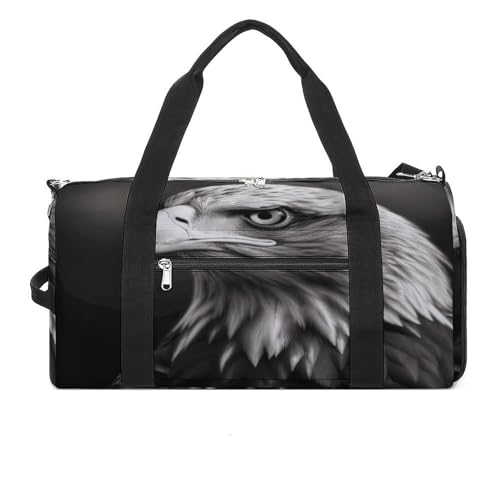 Turnbeutel Eagle Schwarz und Weiß Turnbeutel für Damen Herren Rucksack Turnbeutel mit Schuhfach Wiederverwendbar Turnbeutel Mini Turnbeutel Eagle Schwarz und Weiß One Size, Adler schwarz und weiß, von YHEGBFD
