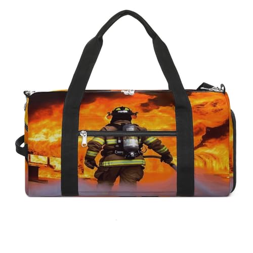 Turnbeutel Feuerwehrmann Flamme Turnbeutel für Damen Herren Rucksack Turnbeutel mit Schuhfach Wiederverwendbar Turnbeutel Mini Turnbeutel Feuerwehrmann Flamme Einheitsgröße, Feuerwehrmann von YHEGBFD