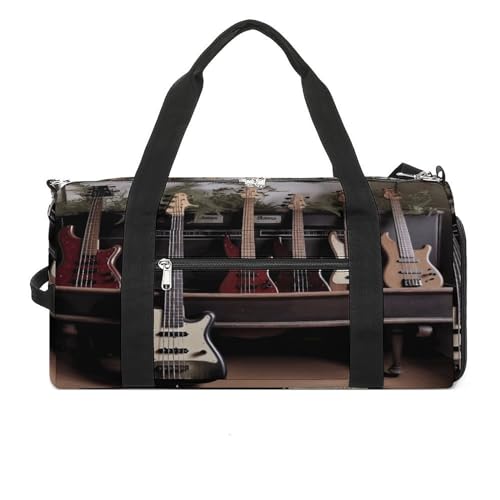 Turnbeutel Gitarre Bass Musik Musikinstrumente Turnbeutel für Damen Herren Rucksack Turnbeutel mit Schuhfach Wiederverwendbar Turnbeutel Mini Turnbeutel Gitarre Bass Musik Musikinstrumente von YHEGBFD