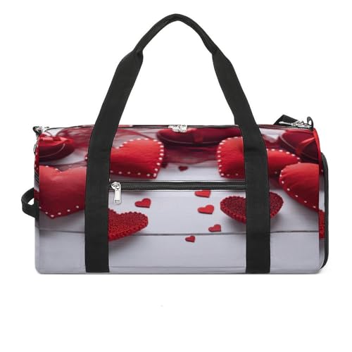 Turnbeutel Handgemachte Rote Herzen Turnbeutel für Damen Herren Rucksack Turnbeutel mit Schuhfach Wiederverwendbar Turnbeutel Mini Turnbeutel Handmade Red Hearts, One Size, Handgefertigte rote Herzen, von YHEGBFD