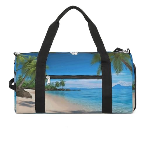 Turnbeutel Hawaiian Strand mit Palmen Turnbeutel für Damen Herren Rucksack Turnbeutel mit Schuhfach Wiederverwendbar Turnbeutel Mini Turnbeutel Hawaii Strand mit Palmen Einheitsgröße, Hawaiianischer von YHEGBFD