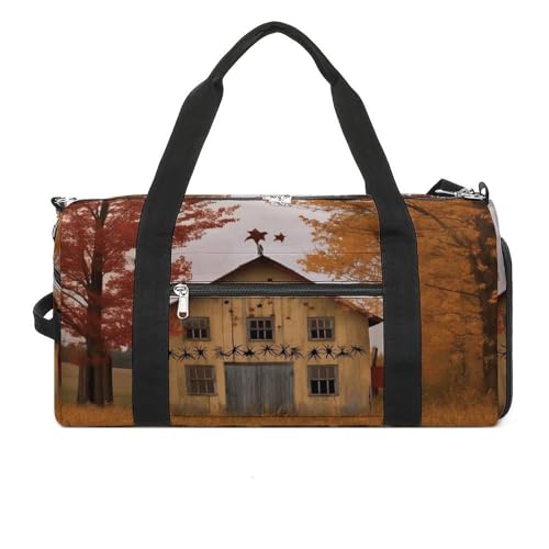 Turnbeutel Herbst Country Barn Turnbeutel für Damen Herren Rucksack Turnbeutel mit Schuhfach Wiederverwendbar Turnbeutel Mini Turnbeutel Herbst Country Scheune, Einheitsgröße, Fall Country Barn, von YHEGBFD