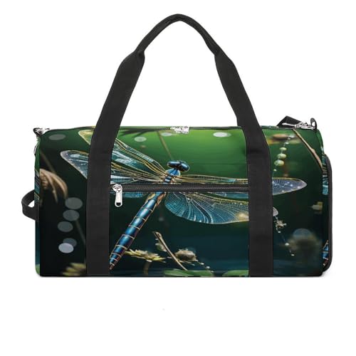 Turnbeutel Libelle Grün Turnbeutel für Damen Herren Rucksack Turnbeutel mit Schuhfach Wiederverwendbar Turnbeutel Mini Turnbeutel Libelle Grün One Size, Libellen-Grün, Einheitsgröße von YHEGBFD