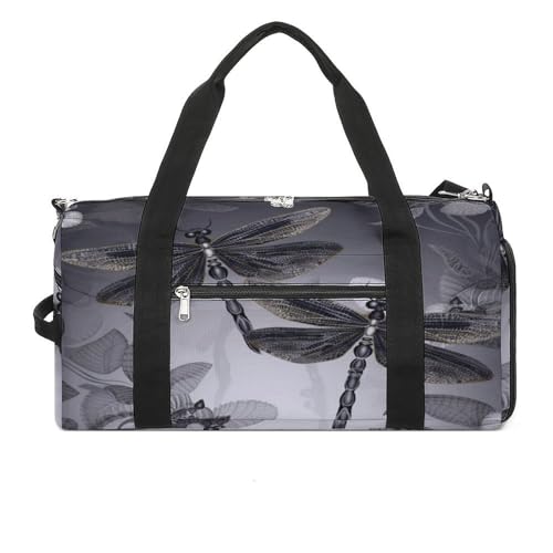 Turnbeutel Libellen Grau Turnbeutel für Damen Herren Rucksack Turnbeutel mit Schuhfach Wiederverwendbar Turnbeutel Mini Turnbeutel Libellen Grau, One Size, Libellen grau, Einheitsgröße von YHEGBFD