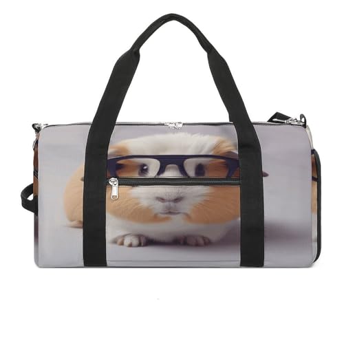 Turnbeutel Meerschweinchen mit Brille Turnbeutel für Damen Herren Rucksack Turnbeutel mit Schuhfach Wiederverwendbar Turnbeutel Mini Turnbeutel Meerschweinchen mit Brille Einheitsgröße, von YHEGBFD