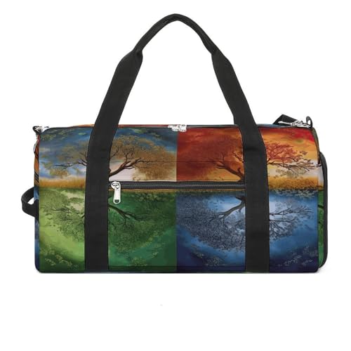 Turnbeutel Vier Jahreszeiten Baum des Lebens Turnbeutel für Damen Herren Rucksack Turnbeutel mit Schuhfach Wiederverwendbar Turnbeutel Mini Turnbeutel Vier Jahreszeiten Baum des Lebens, Einheitsgröße, von YHEGBFD