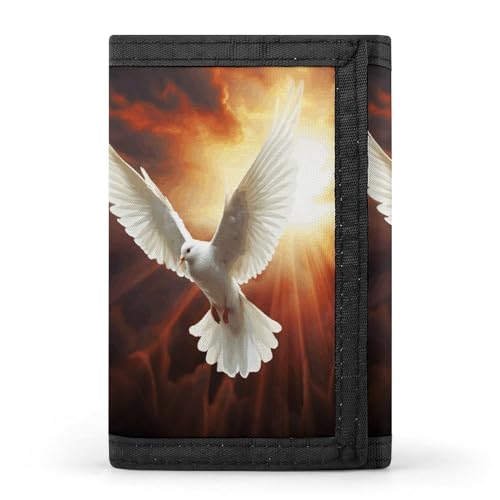 YHEGBFD Dove Sun Art Geldbörse mit Schlüsselring, dreifach gefaltete Geldbörse, schlank und schlank für Damen und Herren, Einheitsgröße, modern, Dove Sun Art, Einheitsgröße, Modern von YHEGBFD