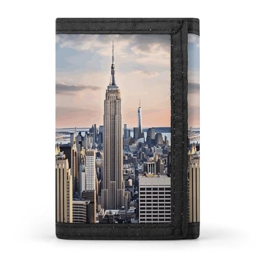 YHEGBFD Empire State Building Geldbörse mit Schlüsselring, dreifach gefaltete Geldbörse, schlank und schlank für Damen und Herren, Einheitsgröße, modern, Empire State Building, Einheitsgröße, Modern von YHEGBFD