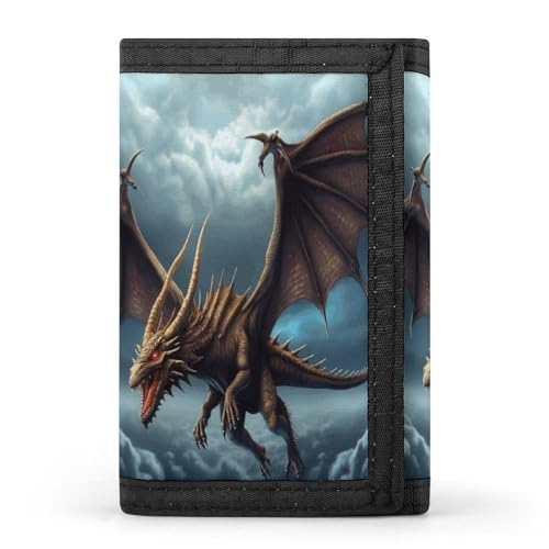 YHEGBFD Flying Dragon Trifold Geldbörse, Geldbörse mit Schlüsselring, dreifach gefaltete Geldbörse, schlank und schlank für Damen und Herren, Einheitsgröße, modern, Flying Dragon, Einheitsgröße, von YHEGBFD