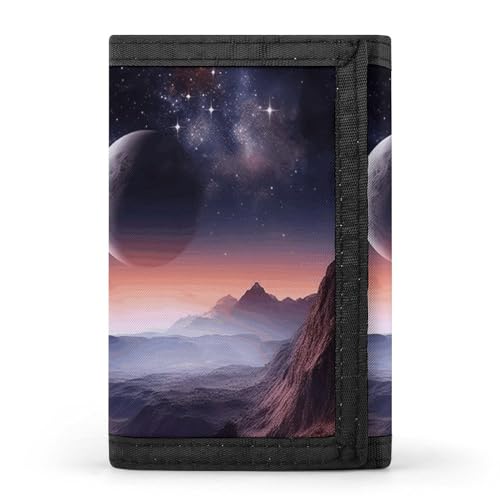 YHEGBFD Galaxy Nature Planet Geldbörse mit Schlüsselring, dreifach gefaltete Geldbörse, schlank und schlank für Damen und Herren, Einheitsgröße, modern, Galaxy Nature Planet, Einheitsgröße, Modern von YHEGBFD