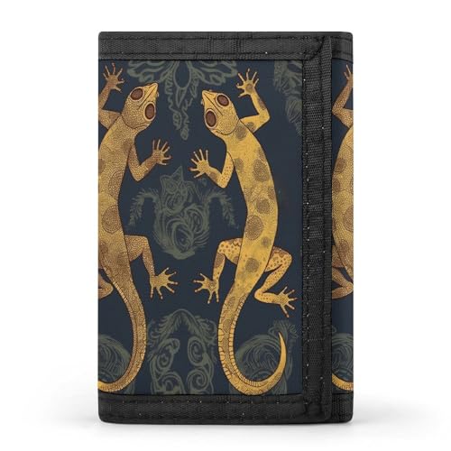 YHEGBFD Gecko Eidechsen, dreifach gefaltete Geldbörse, Geldbörse mit Schlüsselring, dreifach gefaltete Geldbörse, schlank und schlank für Männer und Frauen, Gecko Eidechsen, Einheitsgröße, modern, von YHEGBFD