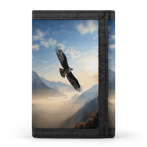 YHEGBFD Geldbörse, Adlergebirge, dreifach gefaltete Geldbörse, Geldbörse mit Schlüsselring, blockierend, dreifach gefaltet, schlank und schlank für Damen und Herren, Adlergebirge, Einheitsgröße, von YHEGBFD