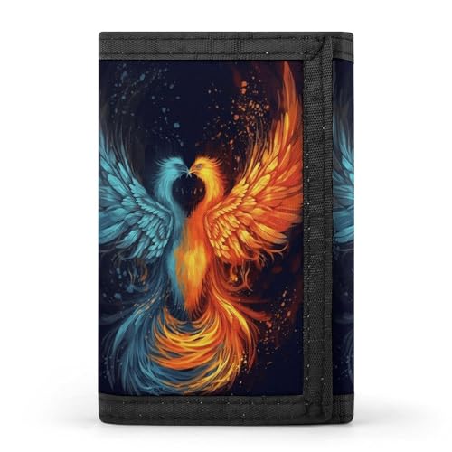 YHEGBFD Geldbörse, Fire and Water Phoenix, dreifach gefaltete Geldbörse, Geldbörse mit Schlüsselring, blockierend, dreifach gefaltet, schlank und schlank, für Damen und Herren, Feuer- und von YHEGBFD