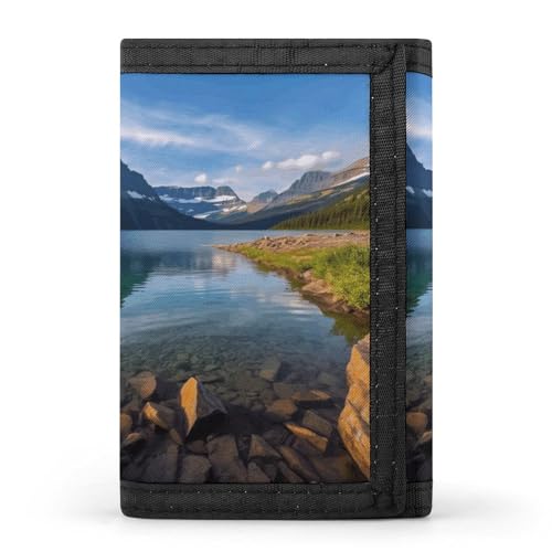 YHEGBFD Geldbörse, Glacier National Park, dreifach gefaltete Geldbörse, Geldbörse mit Schlüsselring, blockierend, dreifach gefaltet, schlank und schlank, für Damen und Herren, Gletscher-Nationalpark, von YHEGBFD