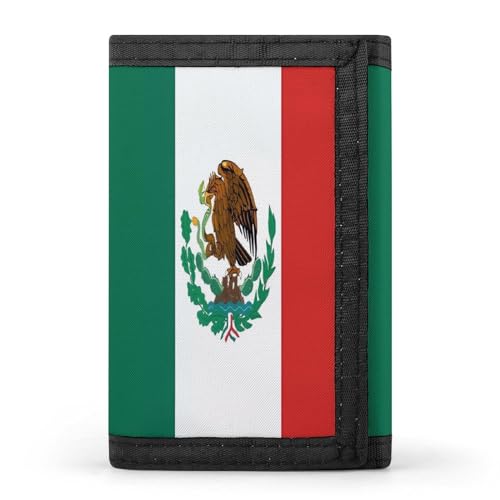 YHEGBFD Geldbörse, dreifach gefaltete Geldbörse mit Schlüsselring, dreifach gefaltete Geldbörse, schlank und schlank für Damen und Herren, Flagge von Mexiko, Einheitsgröße, modern, Flagge Mexikos, von YHEGBFD