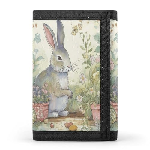 YHEGBFD Geldbörse, dreifach gefaltete Geldbörse mit Schlüsselring, dreifach gefaltete Geldbörse, schlank und schlank für Damen und Herren, Gartenhase, Einheitsgröße, modern, Gartenhase, Einheitsgröße, von YHEGBFD