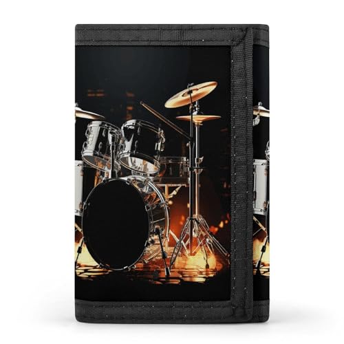 YHEGBFD Geldbörse, dreifach gefaltete Geldbörse mit Schlüsselring, dreifach gefaltete Geldbörse, schlank und schlank für Damen und Herren, Schlagzeuger, Einheitsgröße, modern, Drummer, Einheitsgröße, von YHEGBFD