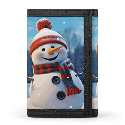 YHEGBFD Geldbörse, dreifach gefaltete Geldbörse mit Schlüsselring, dreifach gefaltete Geldbörse, schlank und schlank für Damen und Herren, fröhlicher Schneemann, Einheitsgröße, modern, Happy Snowman, von YHEGBFD