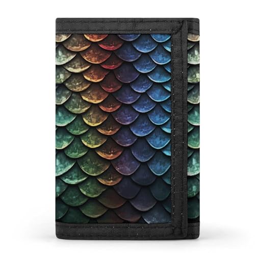 YHEGBFD Geldbörse, dreifach gefaltete Geldbörse mit Schlüsselring, dreifach gefaltete Geldbörse, schlank und schlank für Männer und Frauen, Drachenwaage, Einheitsgröße, modern, Drachenwaage., von YHEGBFD