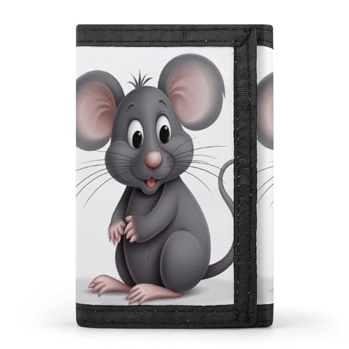 YHEGBFD Geldbörse, dreifach gefaltete Ratte, Geldbörse mit Schlüsselring, dreifach gefaltete Geldbörse, schlank und schlank für Damen und Herren, graue Ratte, Einheitsgröße, modern, Graue Ratte, von YHEGBFD