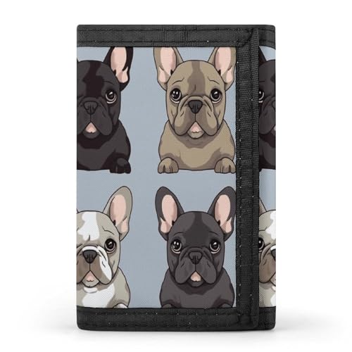 YHEGBFD Geldbörse, französische Bulldogge, dreifach gefaltet, Geldbörse mit Schlüsselring, dreifach gefaltete Geldbörse, schlank und schlank für Männer und Frauen, französische Bulldogge, von YHEGBFD