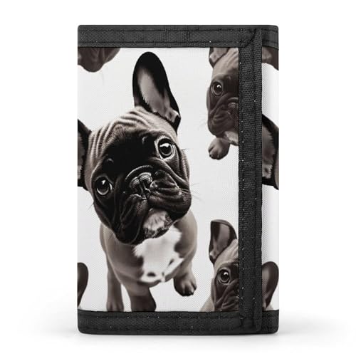 YHEGBFD Geldbörse, französische Bulldogge, dreifach gefaltet, Geldbörse mit Schlüsselring, dreifach gefaltete Geldbörse, schlank und schlank für Männer und Frauen, französische Bulldogge, von YHEGBFD