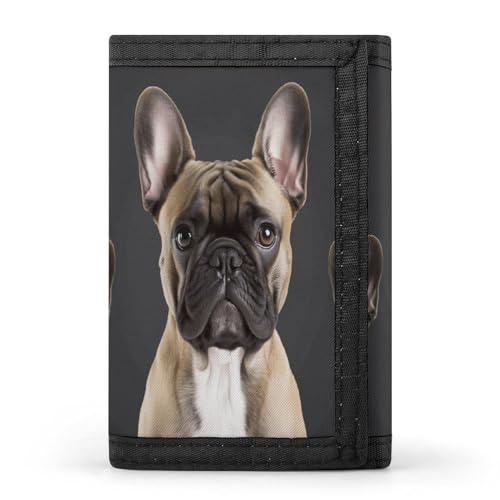 YHEGBFD Geldbörse, französische Bulldogge, dreifach gefaltet, Geldbörse mit Schlüsselring, dreifach gefaltete Geldbörse, schlank und schlank für Männer und Frauen, französische Bulldogge, von YHEGBFD