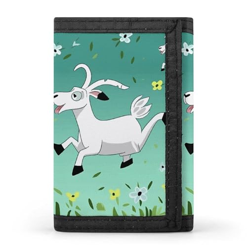 YHEGBFD Goat Frolic Geldbörse mit Schlüsselring, dreifach gefaltete Geldbörse, schlank und schlank für Damen und Herren, Einheitsgröße, modern, Ziegenfrolic, Einheitsgröße, Modern von YHEGBFD