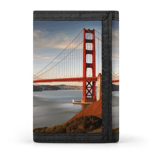 YHEGBFD Golden Gate Bridge Geldbörse mit Schlüsselring, dreifach gefaltete Geldbörse, schlank und schlank für Damen und Herren, Einheitsgröße, modern, Golden Gate Bridge, Einheitsgröße, Modern von YHEGBFD