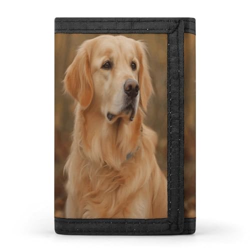 YHEGBFD Golden Retriever Geldbörse mit Schlüsselring, dreifach gefaltete Geldbörse, schlank und schlank für Damen und Herren, Golden Retriever, Einheitsgröße, modern, Golden Retriever, Einheitsgröße, von YHEGBFD