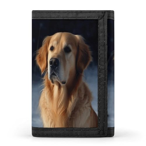 YHEGBFD Golden Retriever Portemonnaie Geldbörse mit Schlüsselring, dreifach gefaltete Geldbörse, schlank und schlank für Damen und Herren, Golden Retriever, Einheitsgröße, modern, Einheitsgröße von YHEGBFD