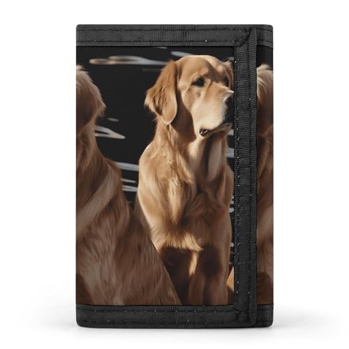YHEGBFD Golden Retrievers Geldbörse mit Schlüsselring, dreifach gefaltete Geldbörse, schlank und schlank, für Damen und Herren, Einheitsgröße, modern, Golden Retrievers, Einheitsgröße, Modern von YHEGBFD