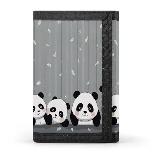 YHEGBFD Lustiges Portemonnaie mit Panda-Motiv, dreifach gefaltet, mit Schlüsselring, dreifach gefaltete Geldbörse, schlank und schlank für Damen und Herren, lustiger Baby-Panda, Einheitsgröße, modern, von YHEGBFD