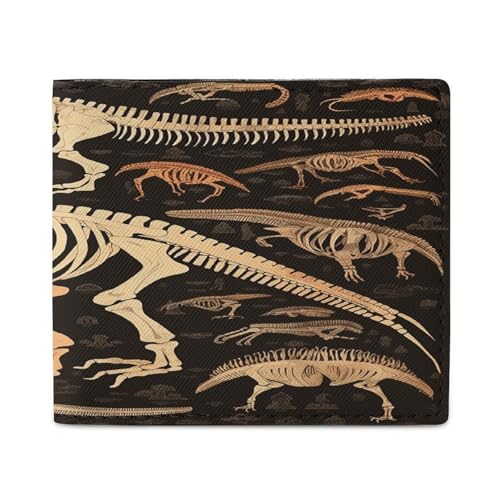 YHEGBFD Schlanke Geldbörse für Herren, Dinosaurier-Skelett-Druck, Herren-Geldbörse, Kartengeldbörse, doppelte Brieftasche, Vordertasche, Brieftaschen für Herren, Stil, Einheitsgröße, modern, Stil:, von YHEGBFD