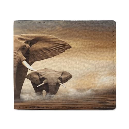 YHEGBFD Schlanke Geldbörse für Herren, Elefanten- und kleiner Elefanten-Druck, Kartengeldbörse, Herren-Geldbörse, Vordertasche, Brieftaschen für Herren, Stil, Einheitsgröße, modern, Stil:, von YHEGBFD