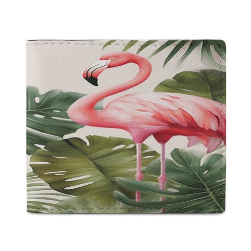 YHEGBFD Schlanke Geldbörse für Herren, Flamingo-Palmen-Blatt-Druck, Kartengeldbörse, Herren-Geldbörse, Vordertasche, Brieftaschen für Herren, Stil, Einheitsgröße, modern, Stil:, Einheitsgröße, Modern von YHEGBFD