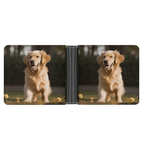 YHEGBFD Schlanke Geldbörse für Herren, Golden Retriever-Hunde-Aufdruck, Kartengeldbörse, Herren-Geldbörse, Vordertasche, Brieftaschen für Herren, Stil, Einheitsgröße, modern, Stil:, Einheitsgröße, von YHEGBFD