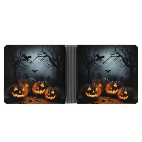 YHEGBFD Schlanke Geldbörse für Herren, Halloween mit Kürbis-Druck, Herren-Geldbörse, Kartengeldbörse, doppelte Brieftasche, Vordertasche, Brieftaschen für Herren, Stil, Einheitsgröße, modern, Stil:, von YHEGBFD