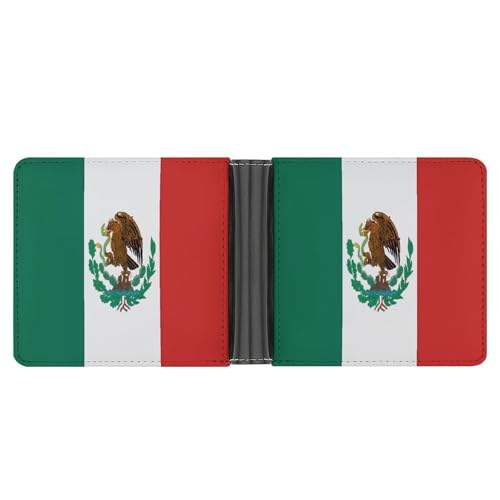 YHEGBFD Schlanke Geldbörse für Herren, Motiv: Flagge von Mexiko, Kartengeldbörse, doppelte Brieftasche, Vordertasche, Brieftaschen für Herren, Stil, Einheitsgröße, modern, Stil:, Einheitsgröße, Modern von YHEGBFD