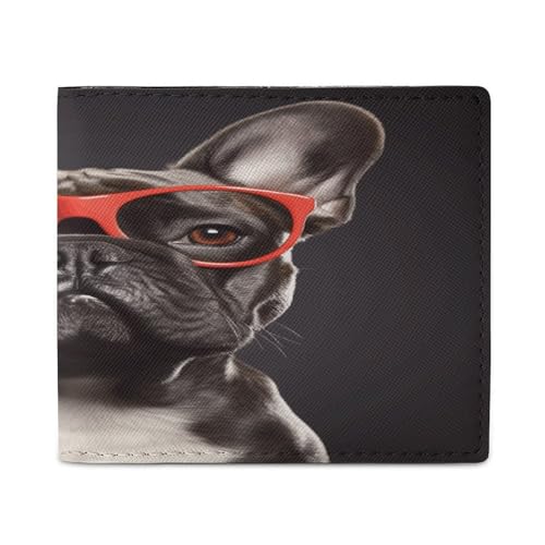 YHEGBFD Schlanke Geldbörse für Herren, französische Bulldogge, Kartengeldbörse, doppelte Brieftasche, Vordertasche, Brieftaschen für Herren, Stil, Einheitsgröße, modern, Stil:, Einheitsgröße, Modern von YHEGBFD