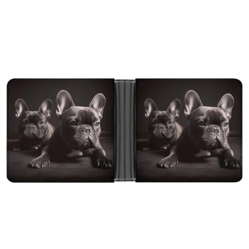 YHEGBFD Schlanke Geldbörse für Herren, französische Bulldogge, Kartengeldbörse, doppelte Brieftasche, Vordertasche, Brieftaschen für Herren, Stil, Einheitsgröße, modern, Stil:, Einheitsgröße, Modern von YHEGBFD