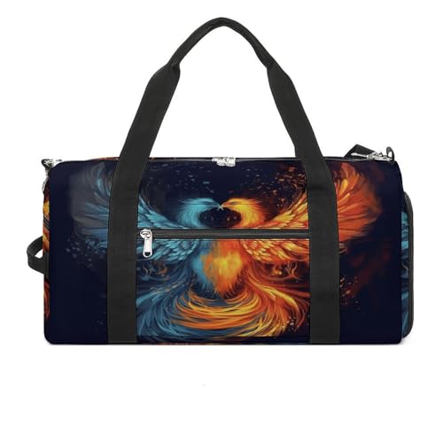 YHEGBFD Turnbeutel Feuer und Wasser Phoenix Turnbeutel für Damen Herren Rucksack Turnbeutel mit Schuhfach Wiederverwendbar Turnbeutel Mini Turnbeutel Feuer und Wasser Phoenix One Size, Feuer und von YHEGBFD