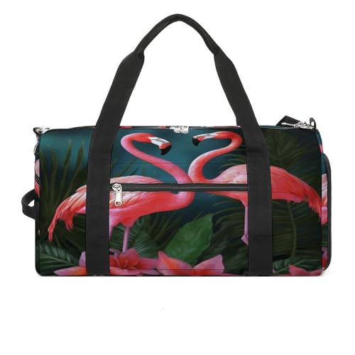YHEGBFD Turnbeutel Flamingo Blumen Turnbeutel für Damen Herren Rucksack Turnbeutel mit Schuhfach Wiederverwendbar Turnbeutel Mini Turnbeutel Flamingo Blumen Einheitsgröße, Flamingo Blumen, von YHEGBFD