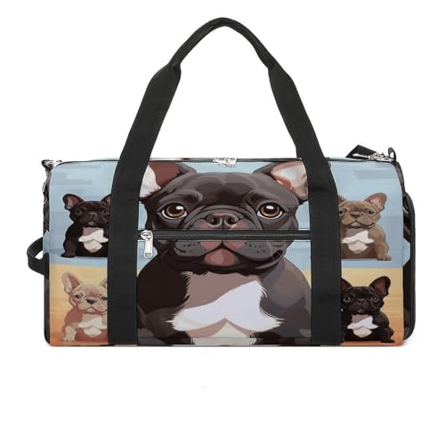YHEGBFD Turnbeutel Französische Bulldogge Hund Niedlich Turnbeutel für Damen Herren Rucksack Turnbeutel mit Schuhfach Wiederverwendbar Turnbeutel Mini Turnbeutel Französische Bulldogge Hund Niedlich von YHEGBFD